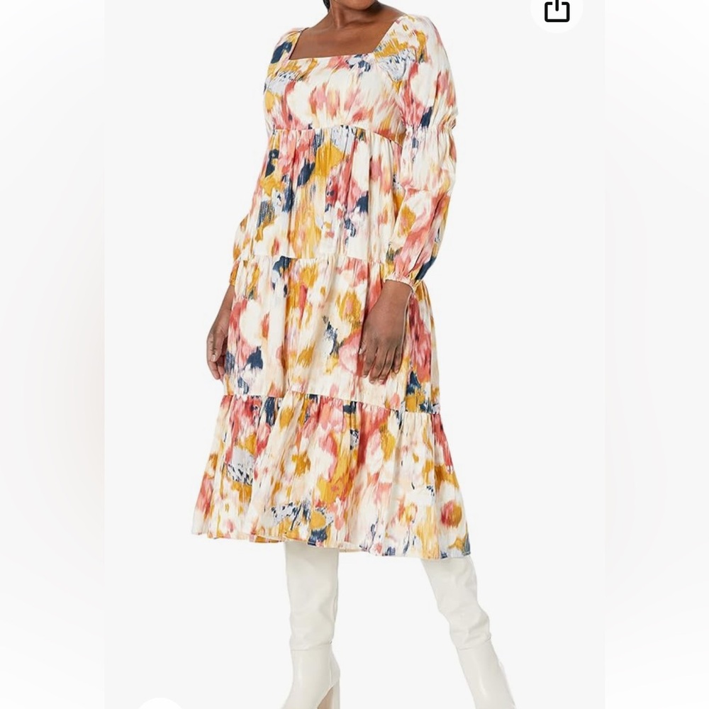 NWOT Printed Tiered Midi Babydoll Dress Donna Morgan